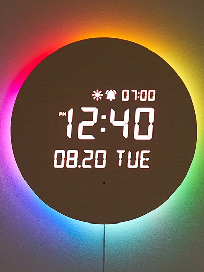 무아스 풀문 오로라 무드등 LED 벽시계 거실 벽걸이시계 인테리어