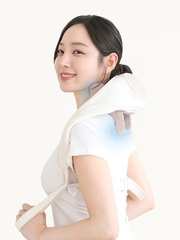 무아스 두드림 케어 무선 목 어깨 마사지기 지압 안마기