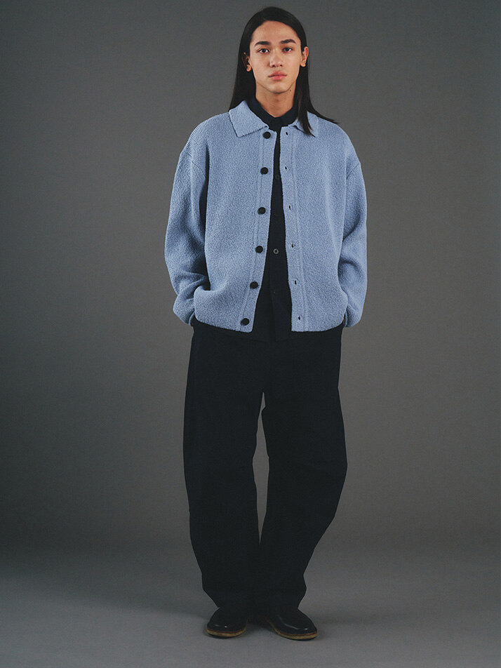 Dewdrop Boucle Knit Cardigan (Pale Blue)