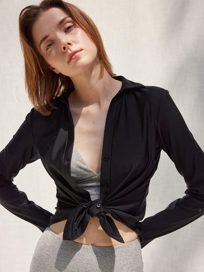 Tied swim shirt_black