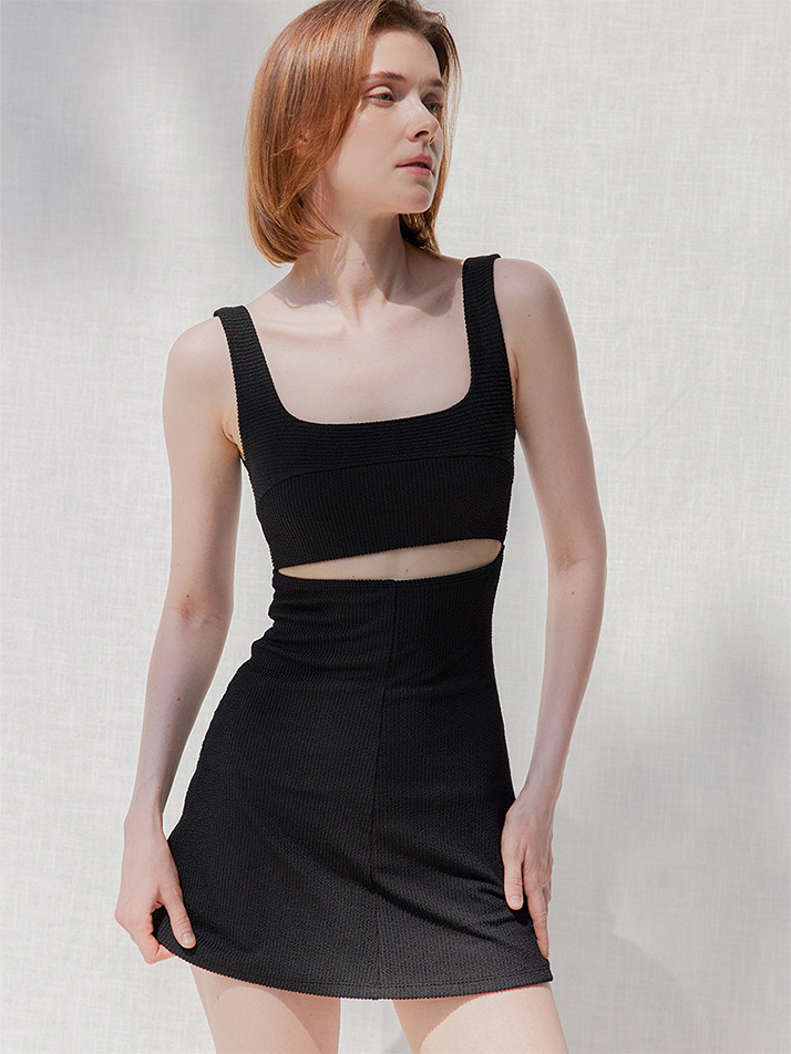 Miramas ribbed dress swim set_black