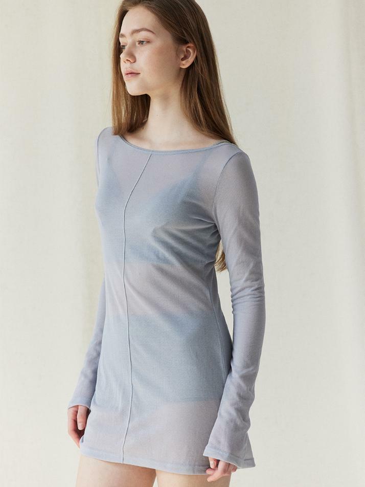 Sheer Cover-Up Tee Dress_dusty blue