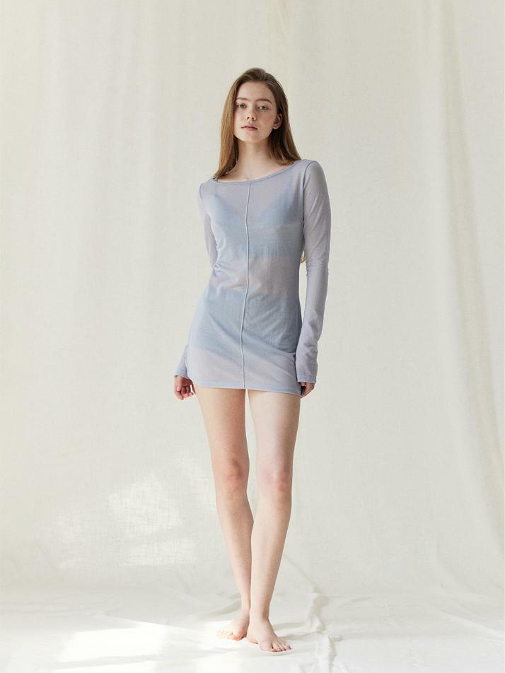 Sheer Cover-Up Tee Dress_dusty blue