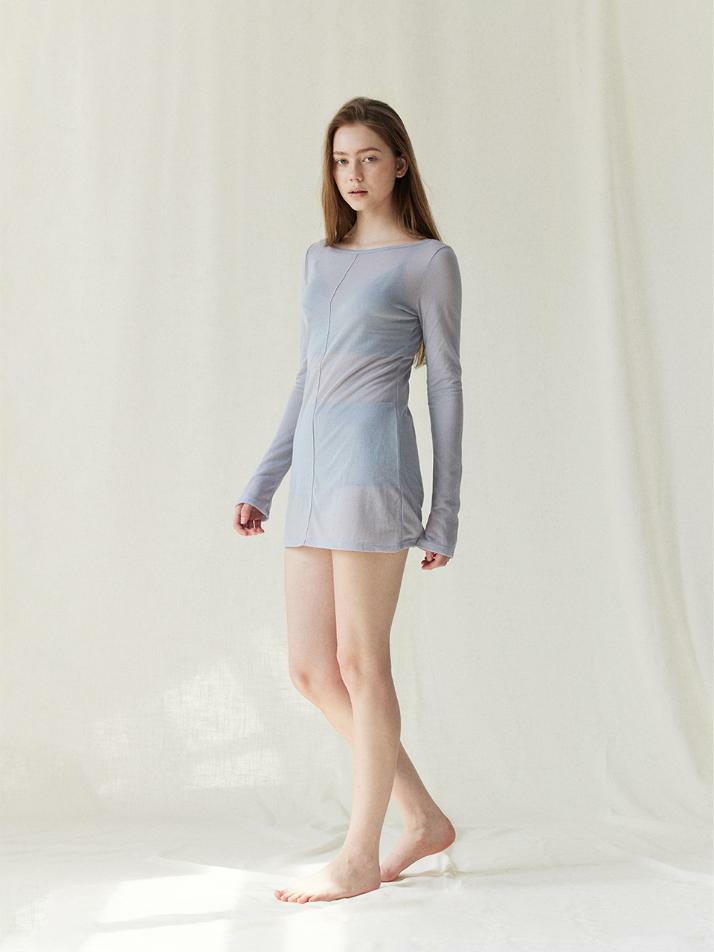Sheer Cover-Up Tee Dress_dusty blue