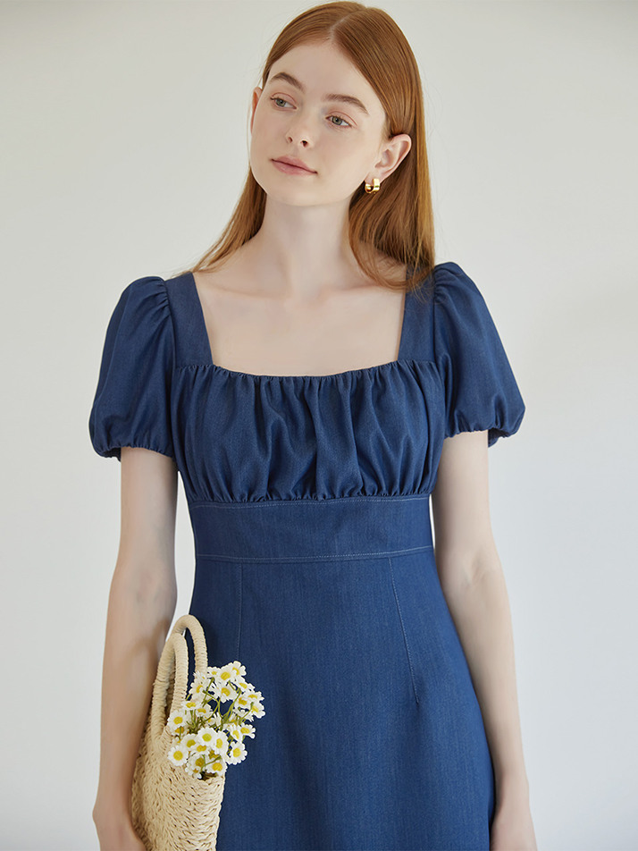 Macaron Denim Dress Blue