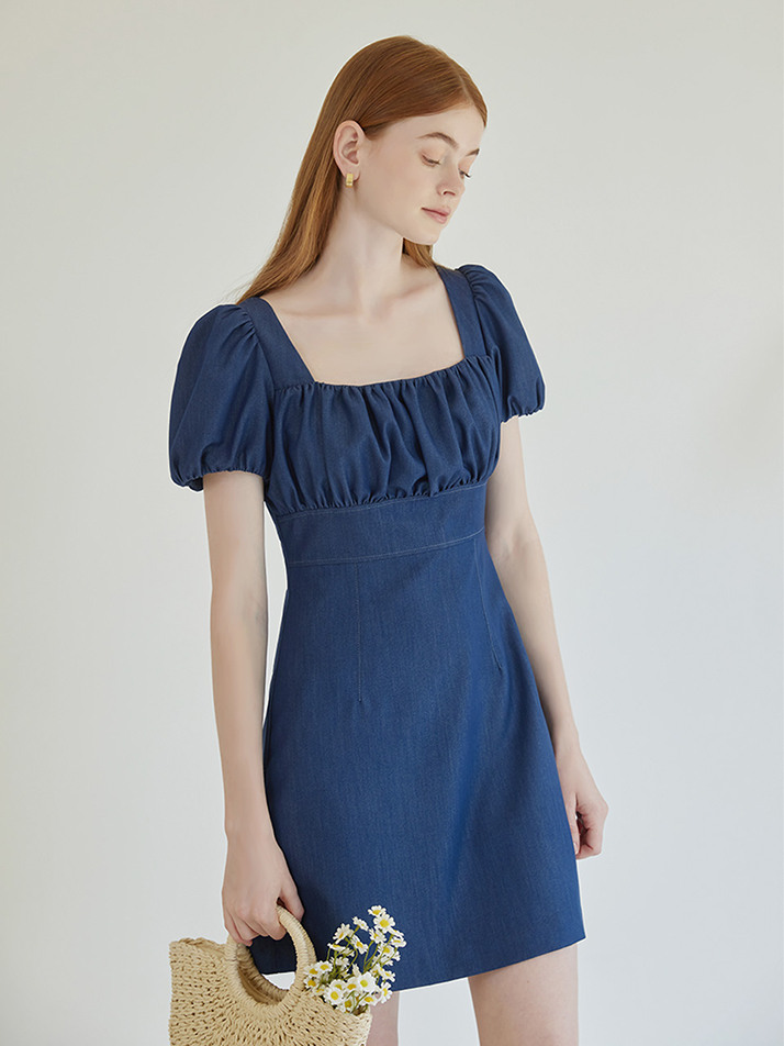 Macaron Denim Dress Blue