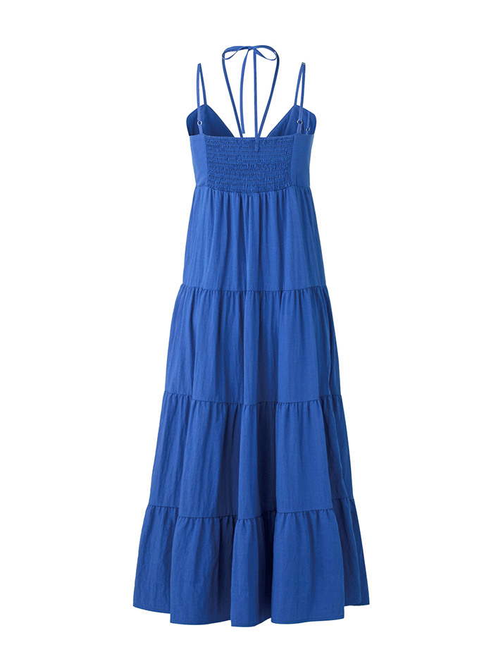 Blanc Halter Dress Blue