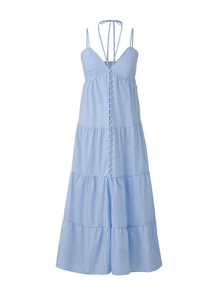 Blanc Stripe Dress Sky Blue