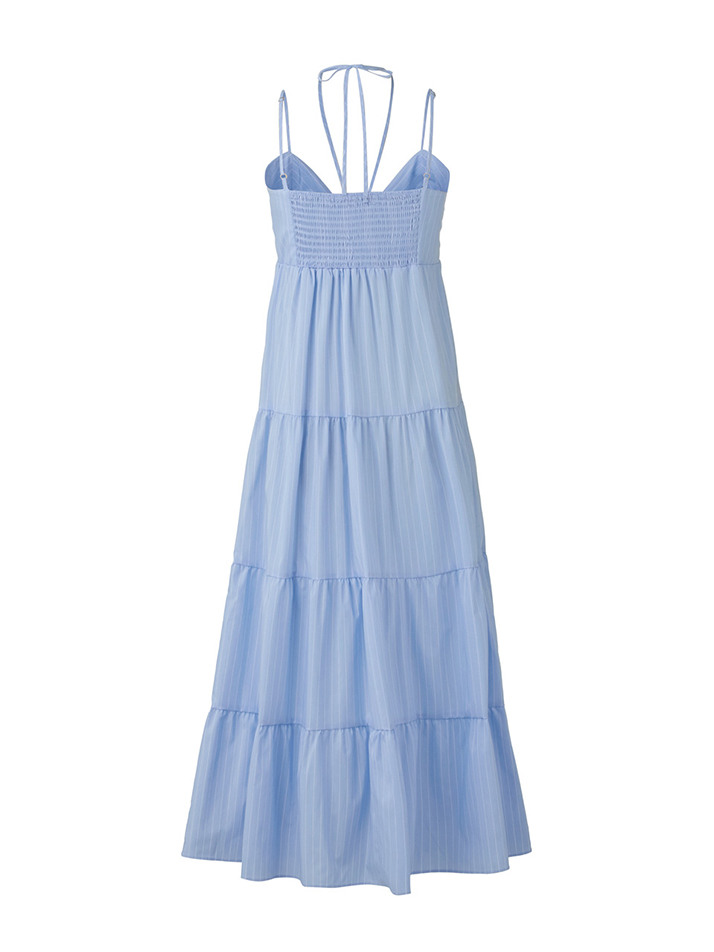 Blanc Stripe Dress Sky Blue