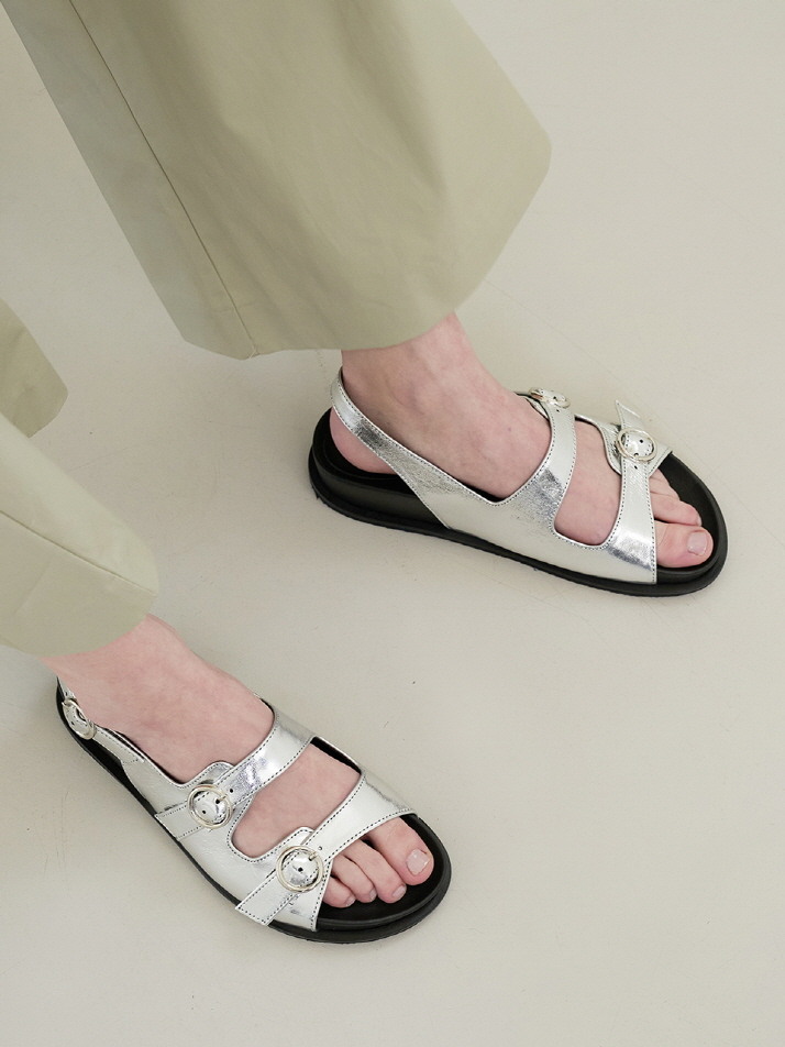 Oscar Sandals Leather Silver