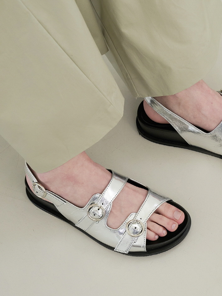 Oscar Sandals Leather Silver