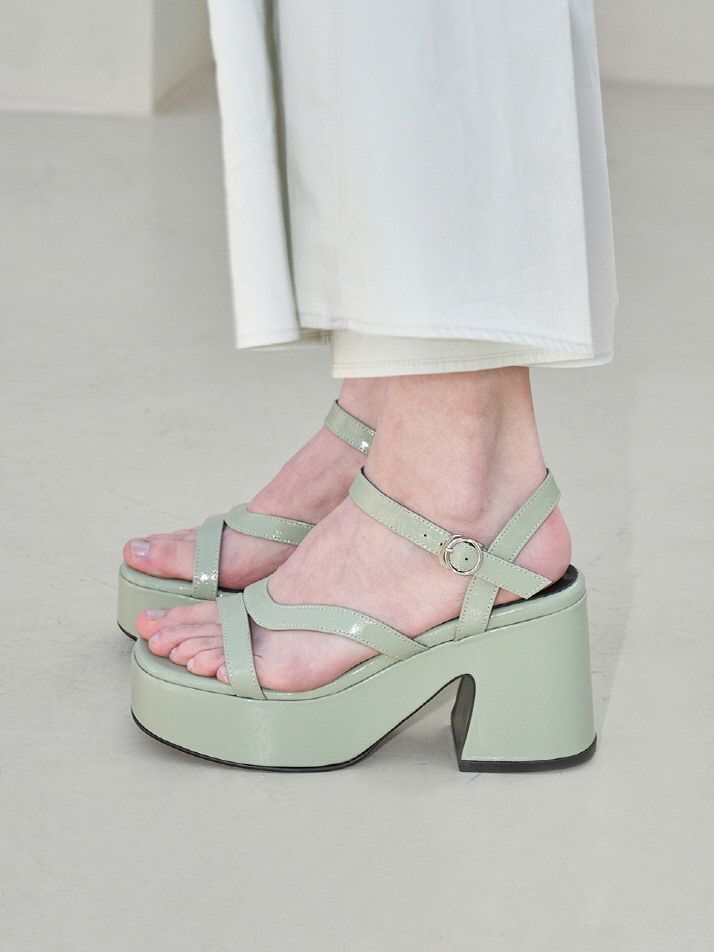 Kai Flatform Sandals Leather Mint Grey