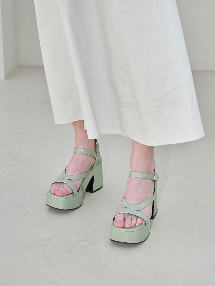 Kai Flatform Sandals Leather Mint Grey