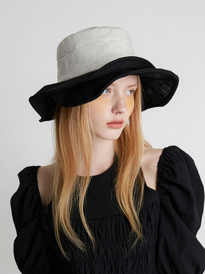 Double Brim Wire Hat - Beige