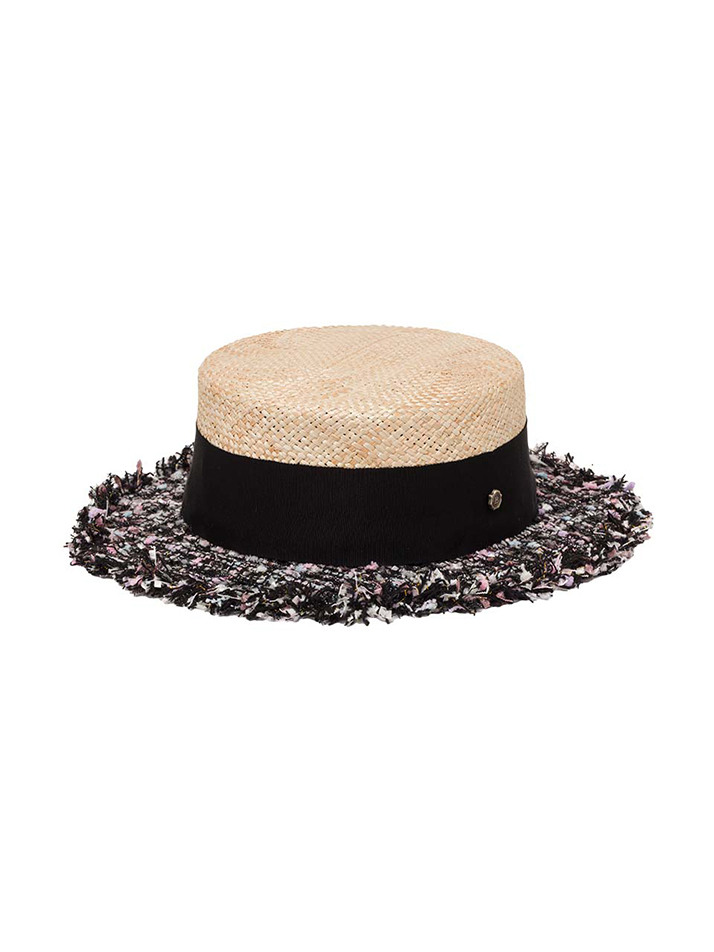 Tweed Boater Hat - Black