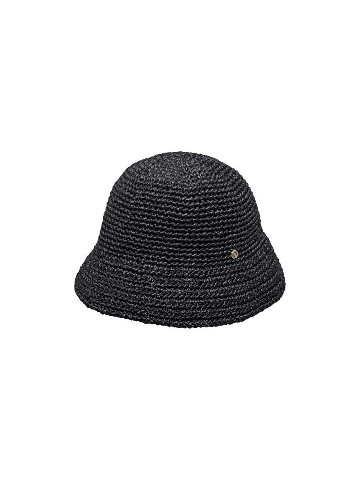 Knitting Straw Bonnet Hat - Black