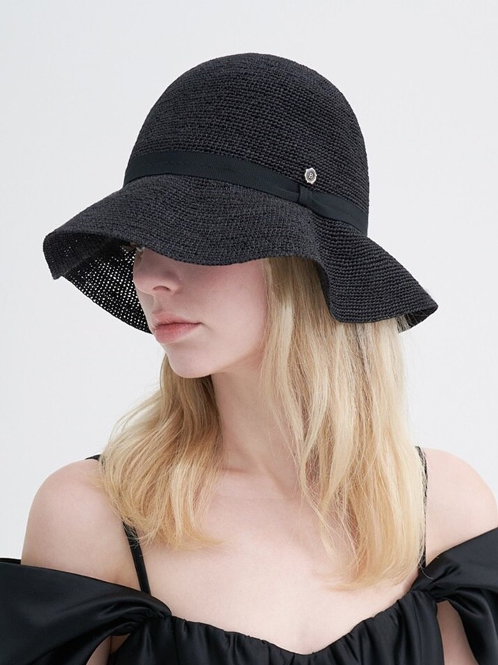 Flare Straw Hat - Black
