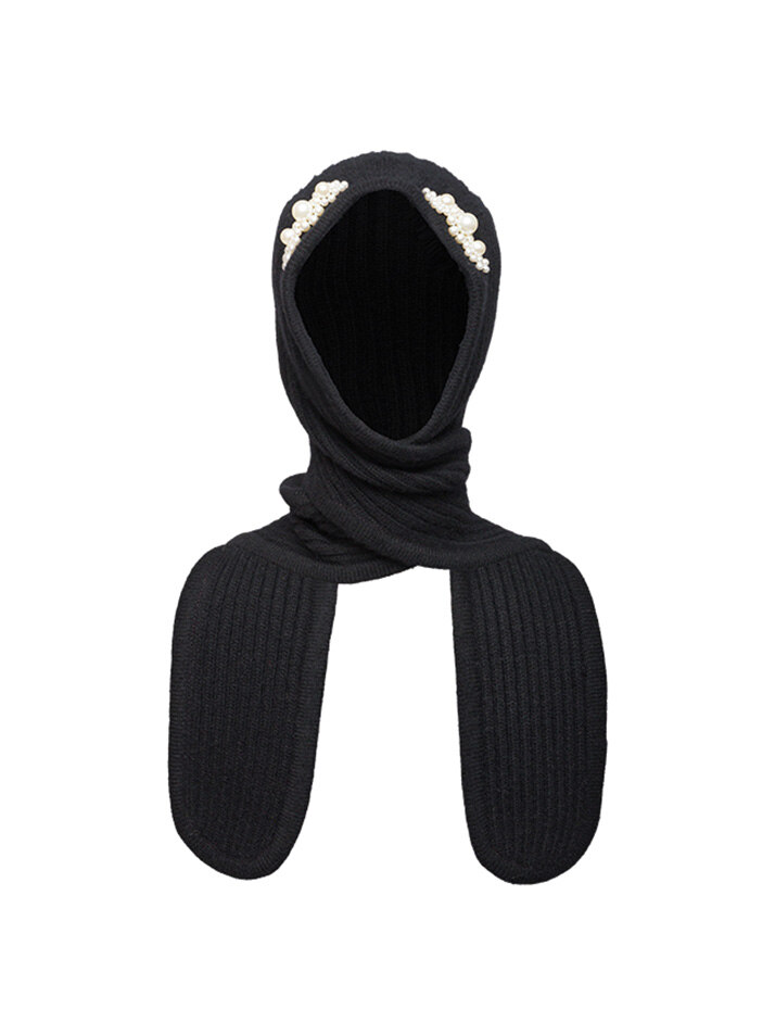 Pearl Detail Ear Muffler - Black