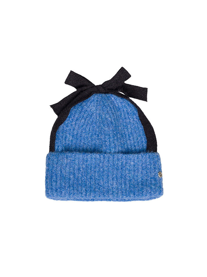 Ribbon Detail Beanie - Blue