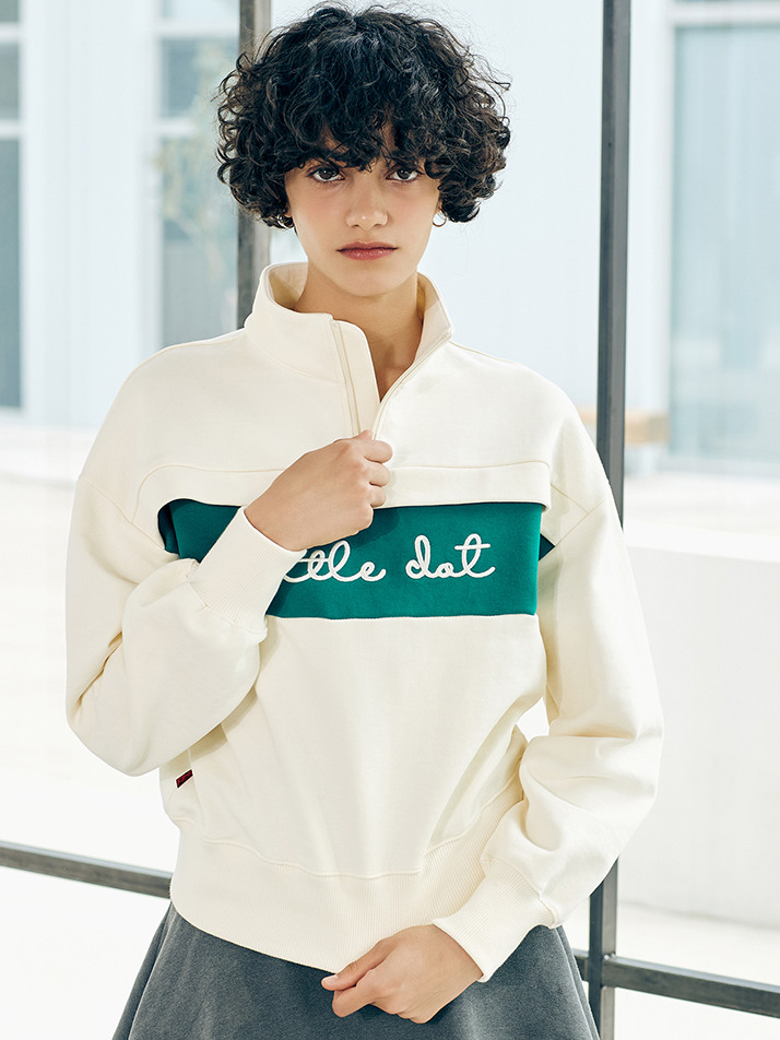 L.D Zip Front Sweat shirt- Ivory