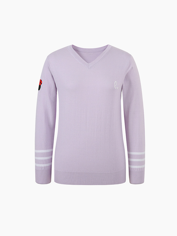 Side BB V neck Knit- Lavender