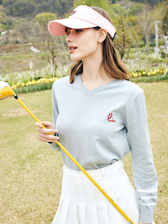 Side BB V neck Knit- Gray