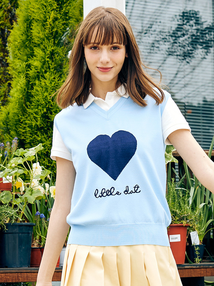 Heart L.D Knit Vest-Skyblue