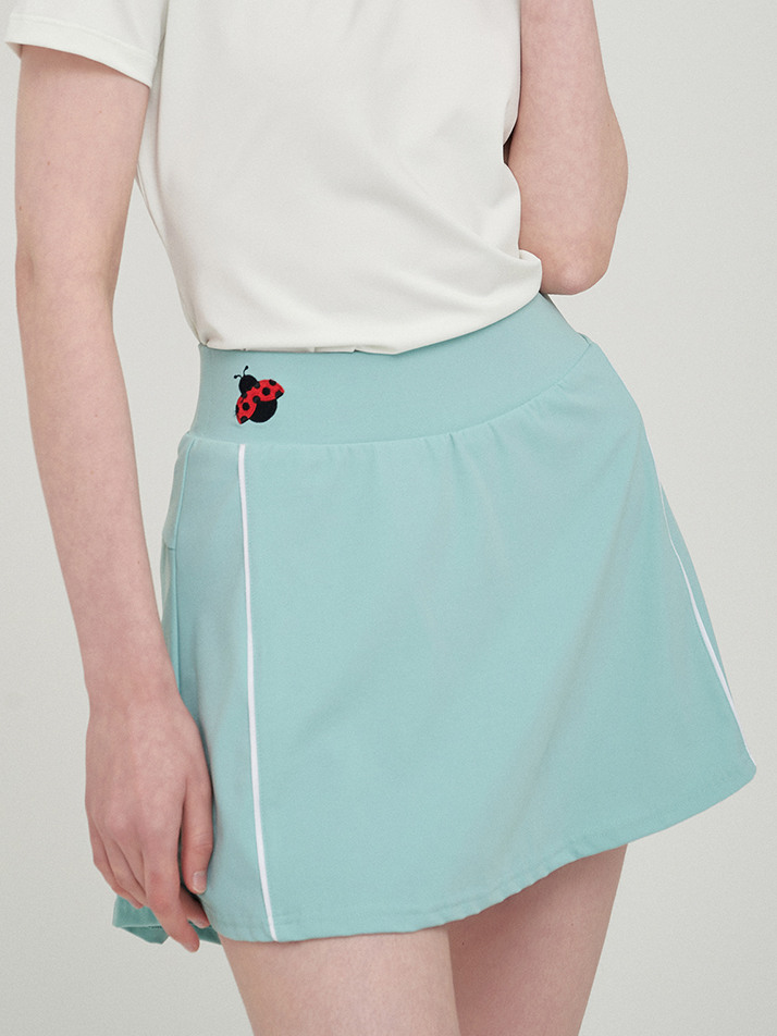 Back Pleated Jersey Skirt- Mint