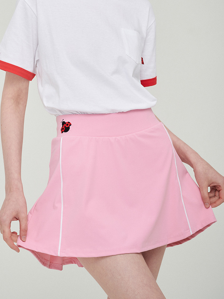 Back Pleated Jersey Skirt- Pink