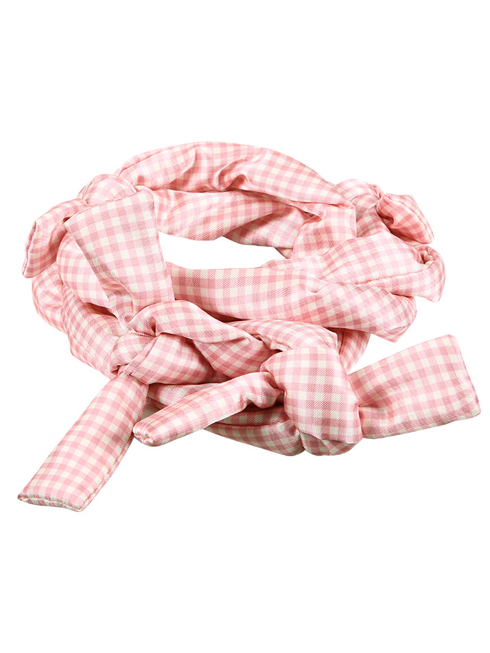 Tied Ribbon Muffler_Pink Check