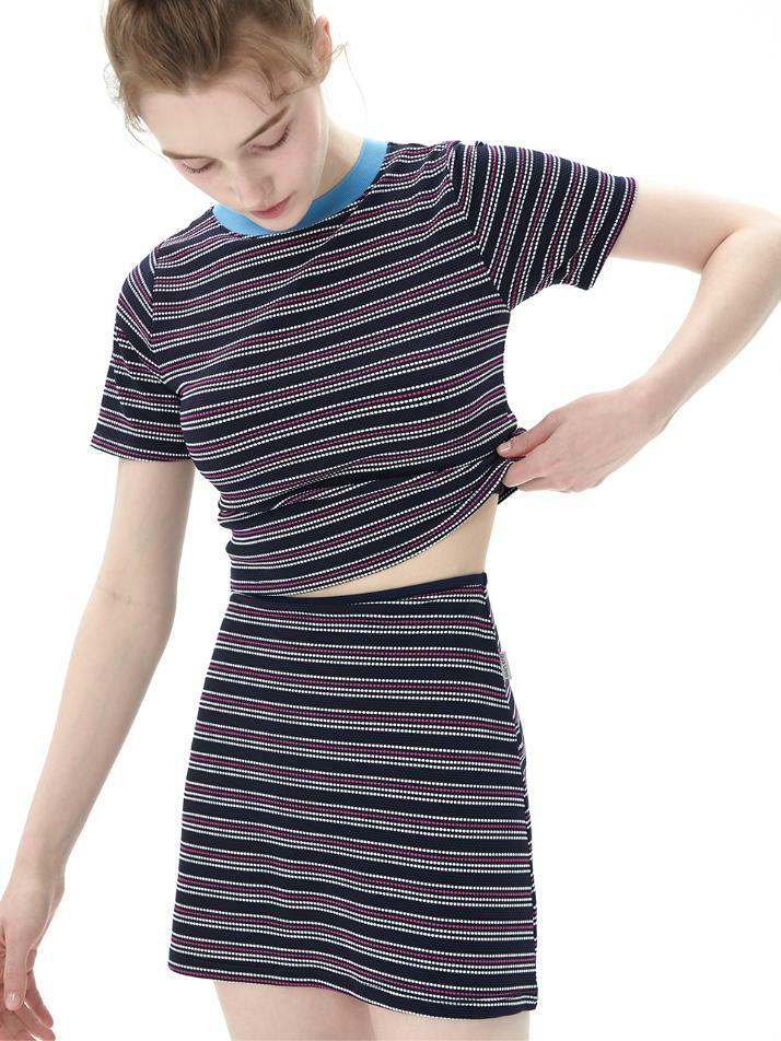 풀타임 커버업 스커트 버블 스트라이프