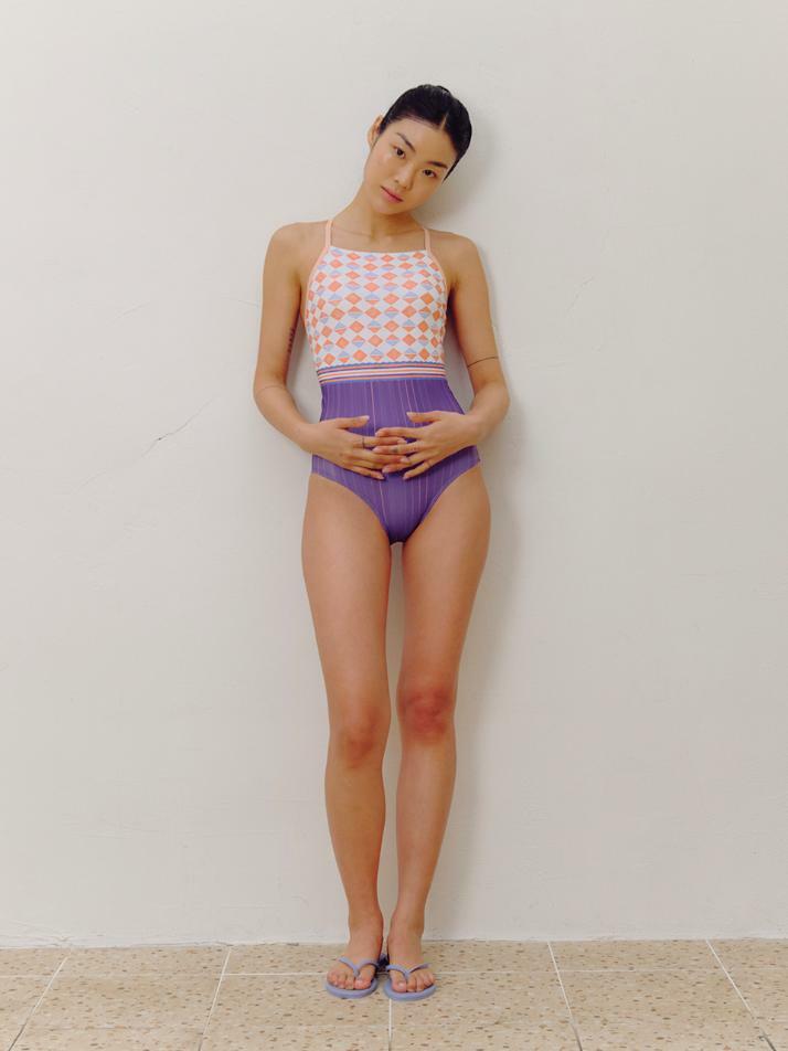 스플래시 스케치 오렌지 스퀘어 크로스 타이백