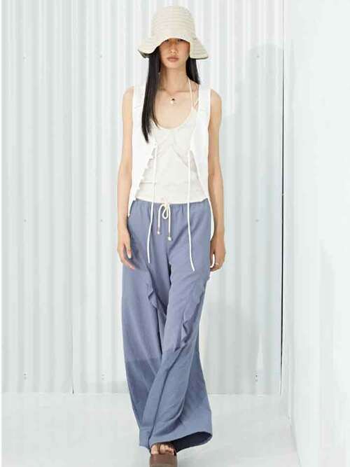 위켄드 와이드 팬츠_블루