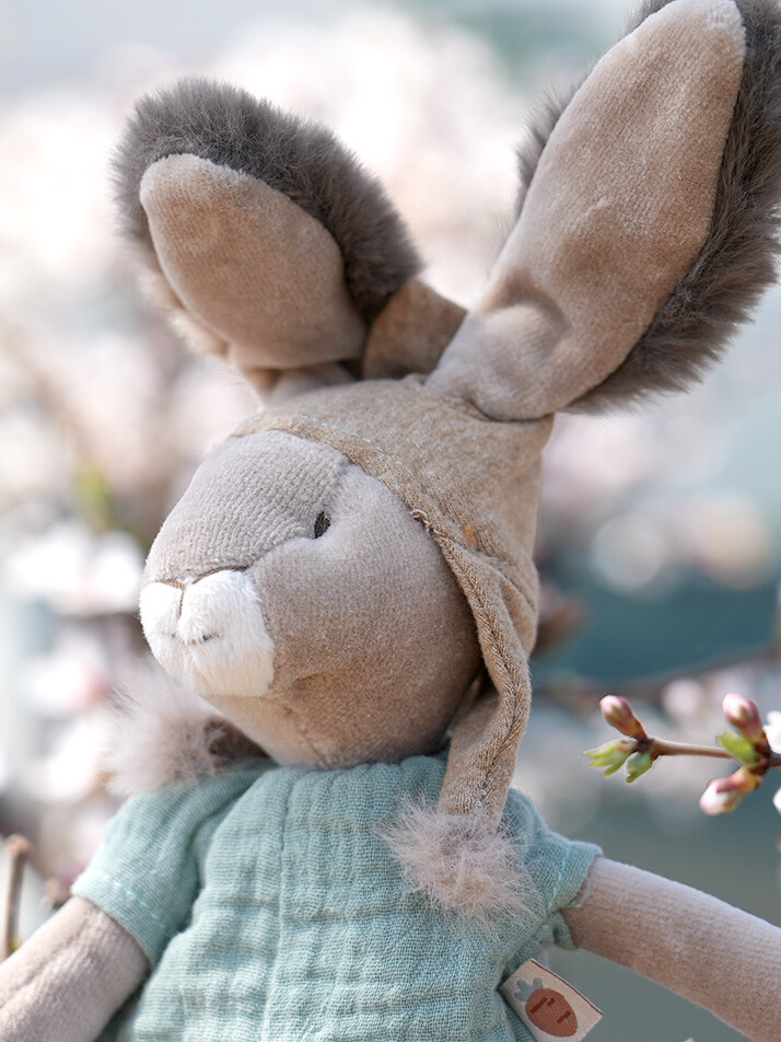 [678021] 토끼 인형 27cm rabbit with sage green cotton