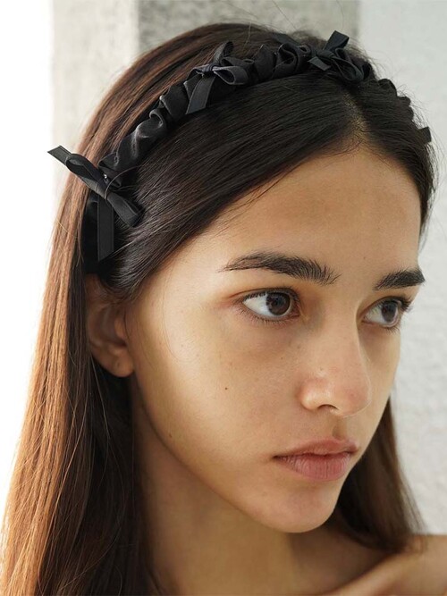 satin petit ribbon hair band 5.1 - noir