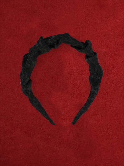 [holiday] hound jacquard wrinkeld hair band - noir
