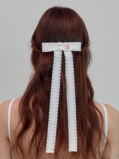 frill ribbon clip 30 - blanc