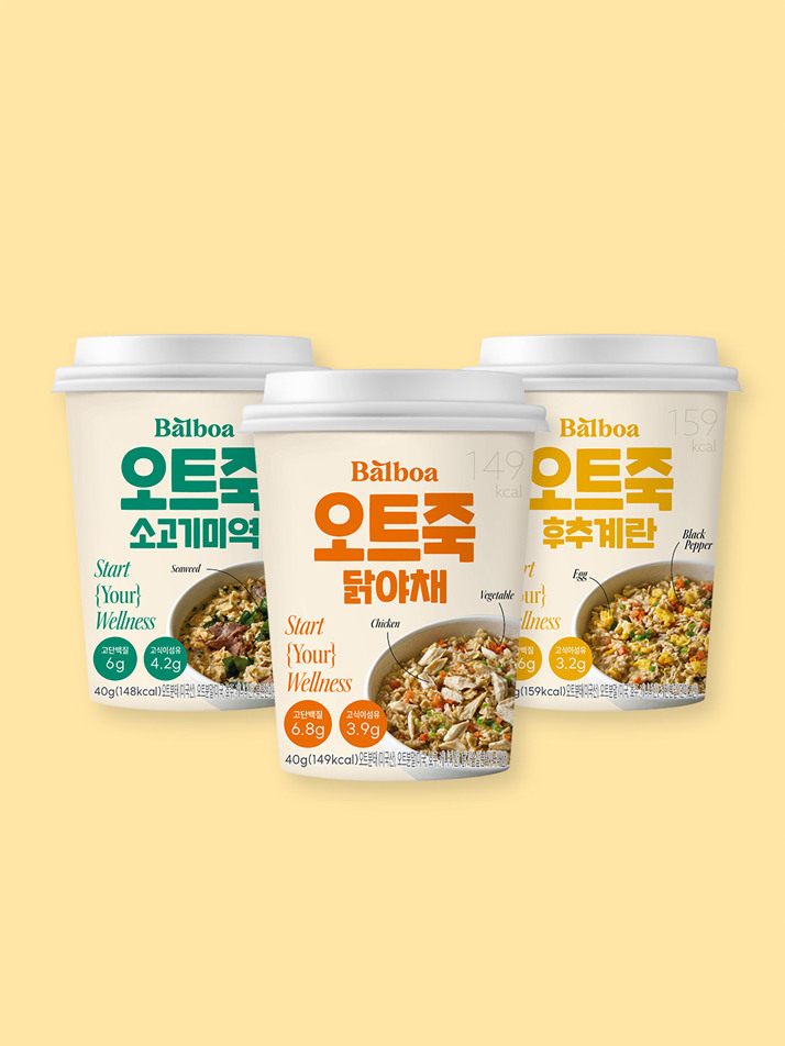 발보아 오트죽 간편 오트밀 포리지 40g 3종 3컵