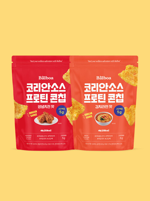 발보아 저당 프로틴 콘칩 양념치킨 김치라면 40g 2종 15개