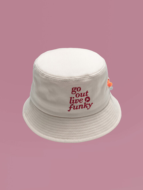 Slogan Bucket Hat Ivory
