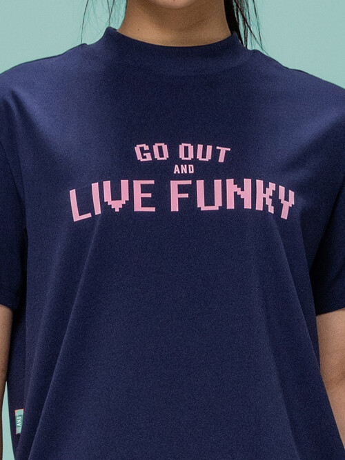 Mock Neck Live Funky T shirts Navy