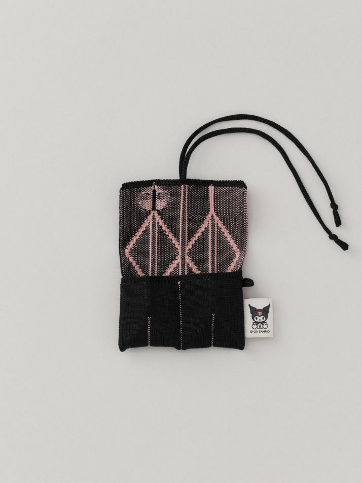 Lucky Pleats Knit Card Wallet Kuromi Rich Black