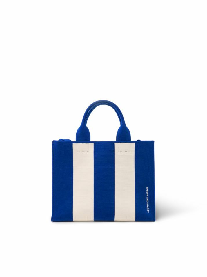 LPK Lattice Knit Tote Bag M Stripe Blue_Ivory