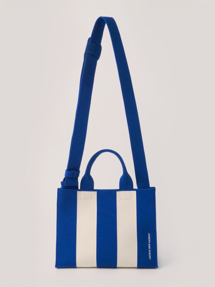 LPK Lattice Knit Tote Bag M Stripe Blue_Ivory