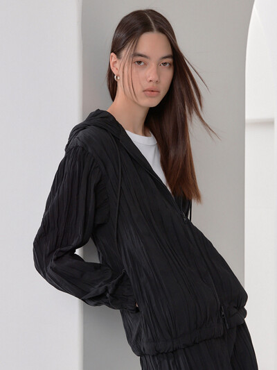 Wake Pleats Hood Zipup (3color)