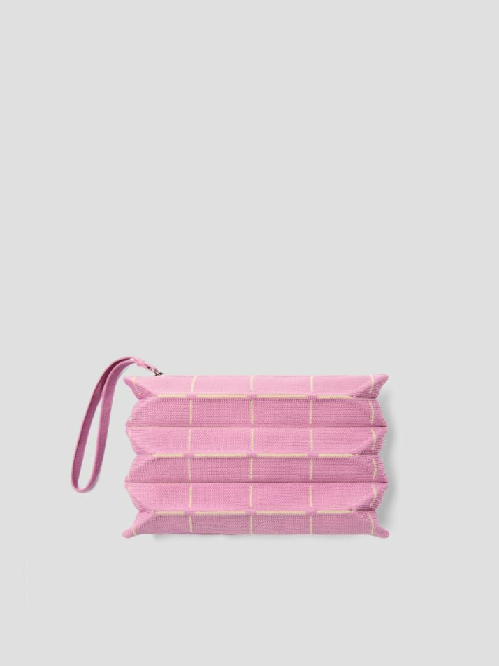 Lucky Pleats Knit Pouch S Grid (ALL)