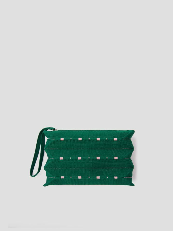 Lucky Pleats Knit Pouch S Grid (ALL)