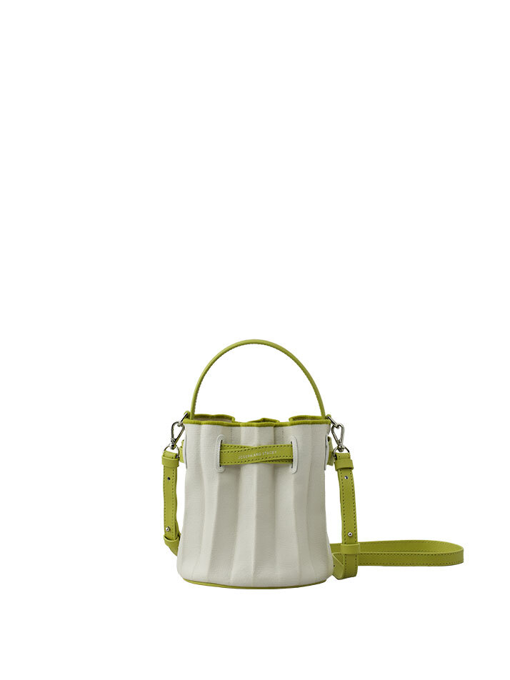 Lucky Pleats Canvas Coated Bucket Bag Lime