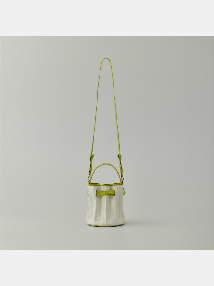 Lucky Pleats Canvas Coated Bucket Bag Lime