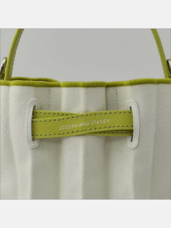 Lucky Pleats Canvas Coated Bucket Bag Lime